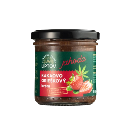 Kakaový krém s konopnými semienkami – Jahoda 140g